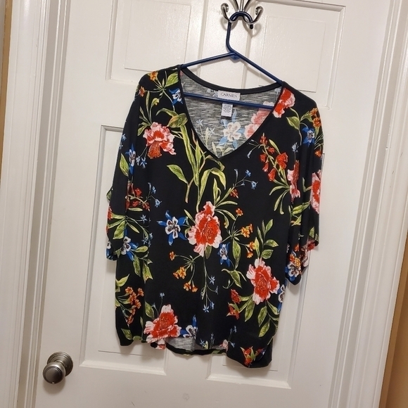 Carmen Floral Print Knit Top Size XL - Picture 8 of 9